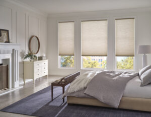 Duette Honeycomb Shades in bedroom from Hunter Douglas