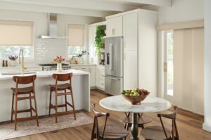 Horizons roller shades in modern kitchen